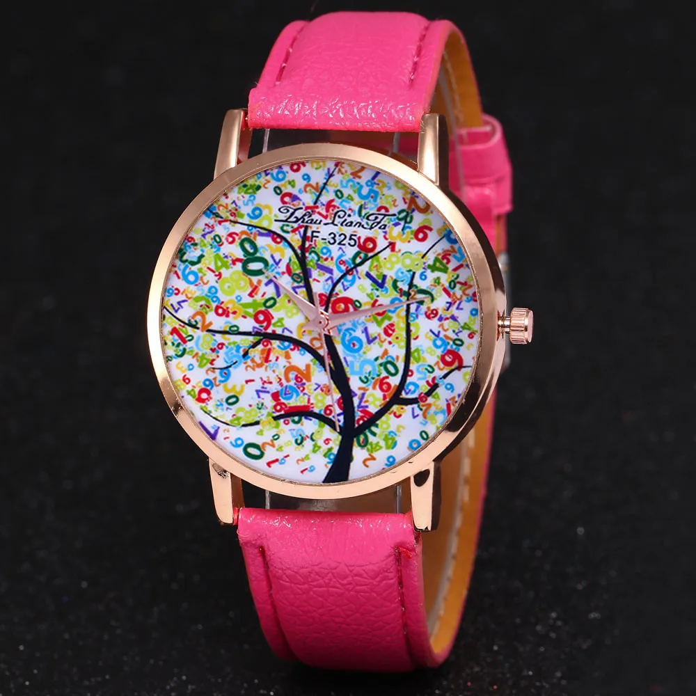 Hot Pink Хит, женские часы, Reloj Mujer, женские креативные часы, модные, Рождественская елка, женское роскошное платье, наручные часы Zegarek Damski& Ff - Цвет: Hot Pink