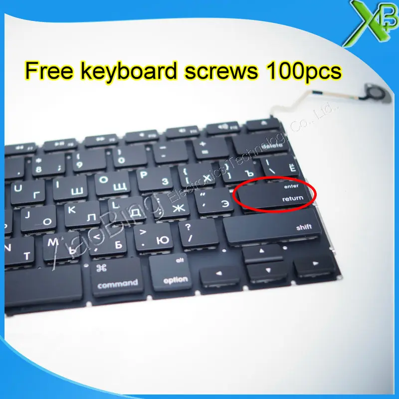 Совершенно новая русская клавиатура A1297 для MacBook Pro 17 1 дюйма маленькая Enter RS + винты