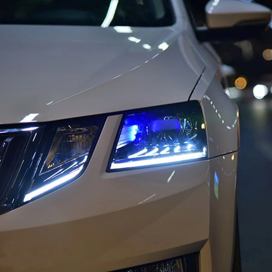 2 шт. светодиодный головной светильник s для Skoda Octavia Автомобильный светодиодный светильник s двойной ксеноновый Объектив Автомобильные аксессуары дневные ходовые огни противотуманный светильник