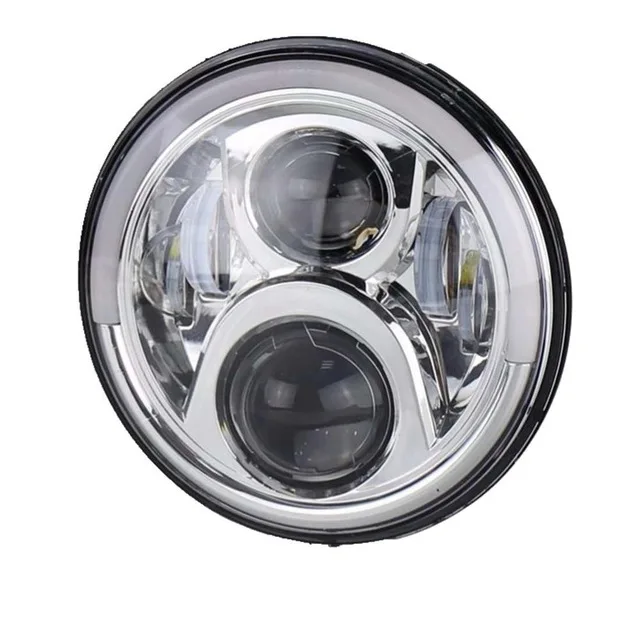 chrome 2X7 дюймов круглый светодиодный фары H4 проекционные фары комплект для Jeep JK ваз 2121 Лада Нива 4x4 - Цвет: chrome