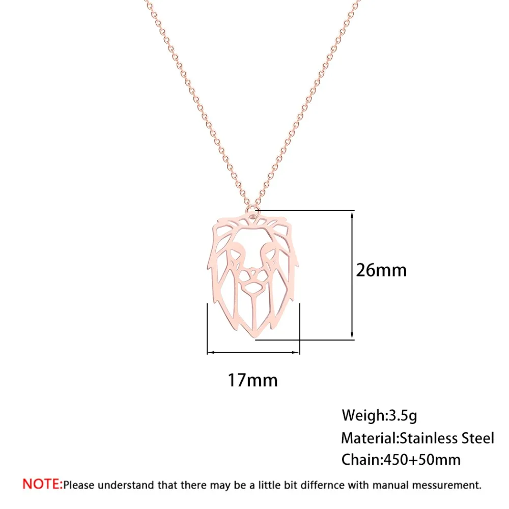Ожерелье QIMING в виде оригами с Львом из нержавеющей стали для женщин и мужчин