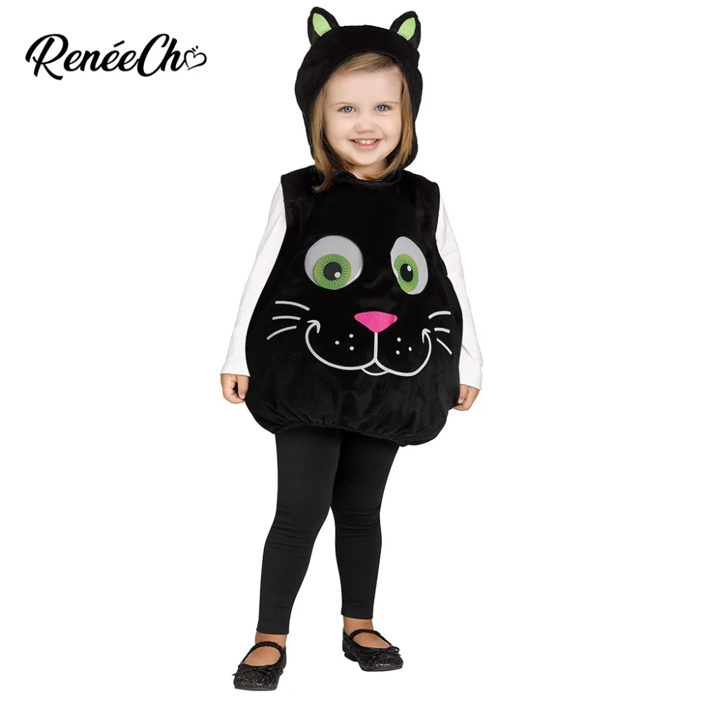 

Halloween Costume For Baby Googly Eye Cat Toddler Costume Cute Infant Animal Cosplay Black Cat Tunic Costumes For Birthday Party