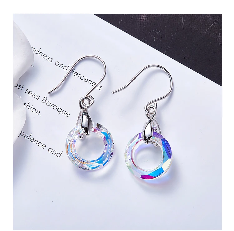 CDE Висячие серьги, украшенные кристаллами Swarovski, висячие серьги, женские круглые серьги, простые украшения для ушей, серьги