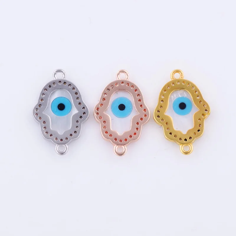 1pc 18*12mm Shell Evil Eye Hamsa Hand Connector Charms Pendant Accessories For DIY Fashion Bracelet Necklace Jewelry Findings | Украшения и