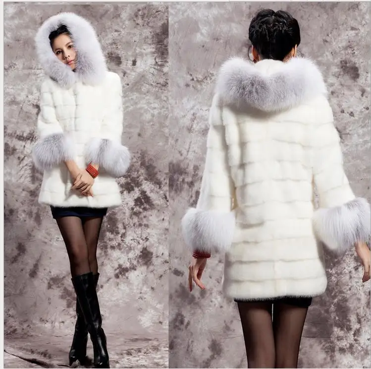 Шуба из искусственного меха женская длинная куртка искусственной кожи с