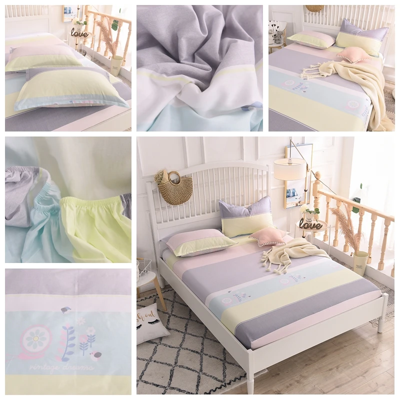 Простыня, хлопок, простыни с резинкой, queen King size, чехол для матраса, удобный комплект простыней, много цветов