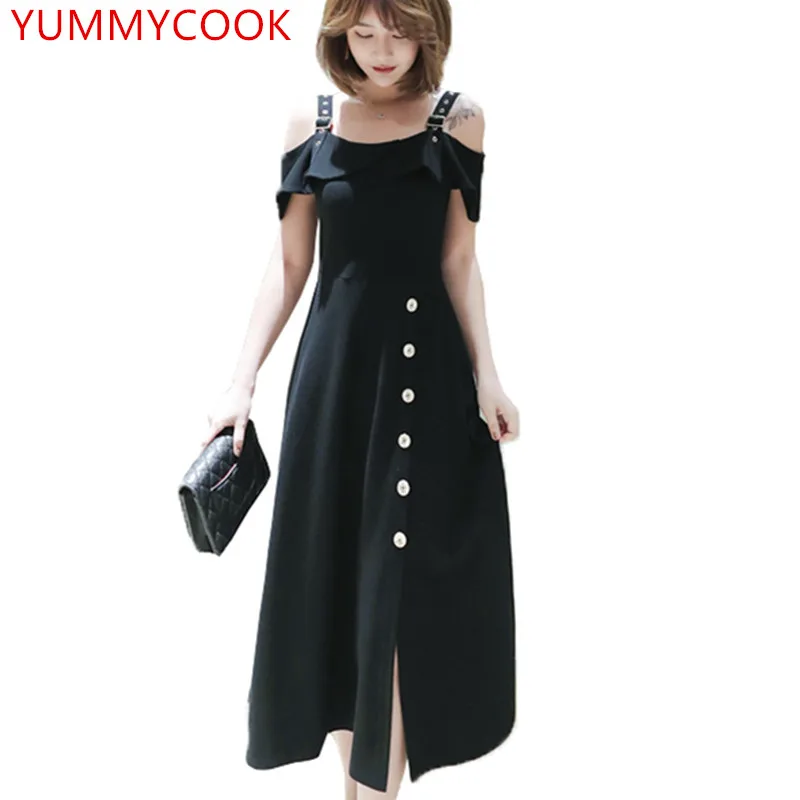 YUMMYCOOK большие размеры однотонное элегантное женское платье летняя тонкая