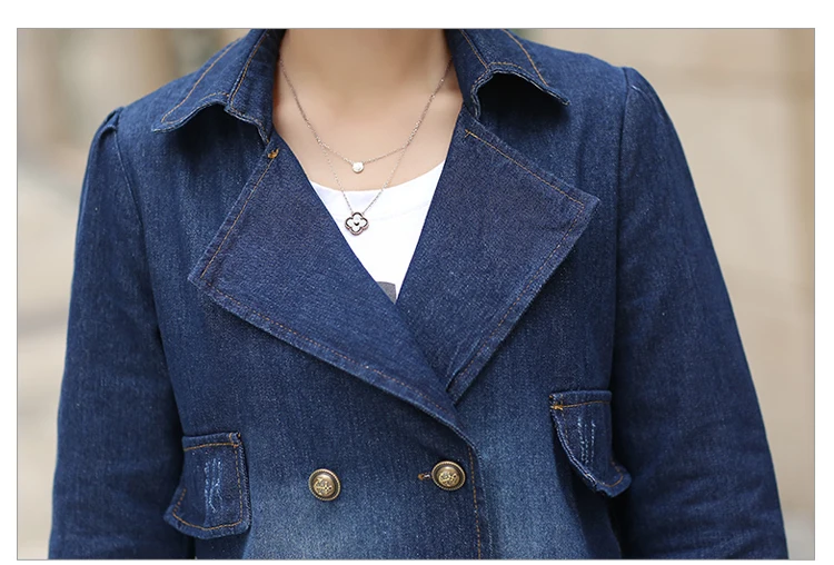 Модная двубортная джинсовая куртка RLYAEIZ для женщин весна 2017 джинсовые куртки