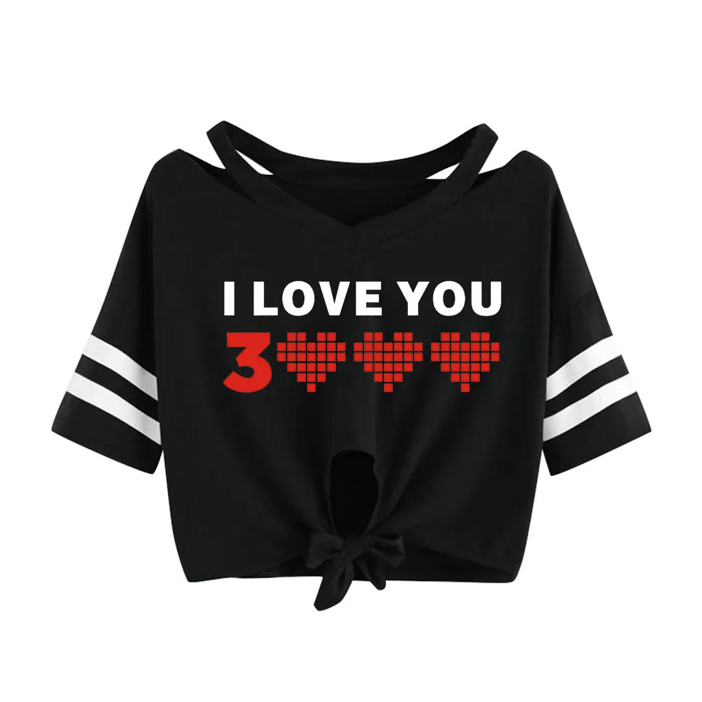 Женская короткая футболка с принтом I Love You JAYCOSIN Повседневная короткими рукавами