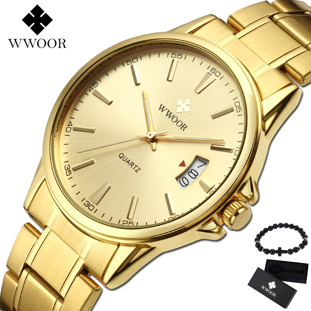 Мужские наручные часы Hodinky Relogio Masculino золотые водонепроницаемые из нержавеющей