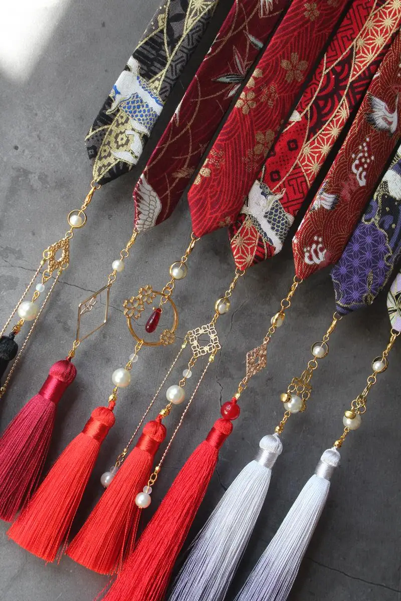 Наденьте на лоб ленту для волос hanfu tassel горячее тиснение парча Карп съемная бахрома кран шины аксессуары для волос