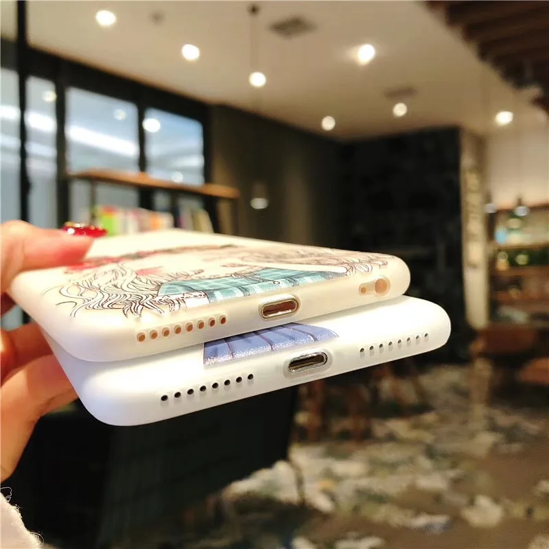 Boucho Cute Lovely Girl Pattern Phone Case For iphone 8 Soft Silicone 5 5s SE 6 6s plus X TPU Cover Capa Coque |