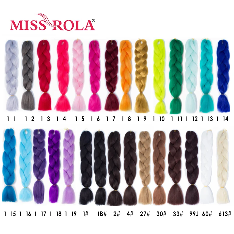 Miss Rola, 100 г, ультра большой Плетеный вязаный крючком, волосы для наращивания, 1 шт., 89 цветов, Ombre, синтетические, на крючках, косички, цвет волос