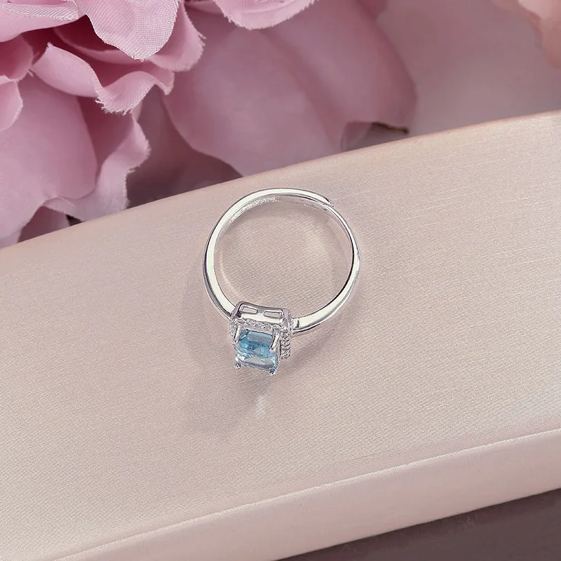 Ювелирные украшения из стерлингового серебра кольца для женщин топаз 1ct синий