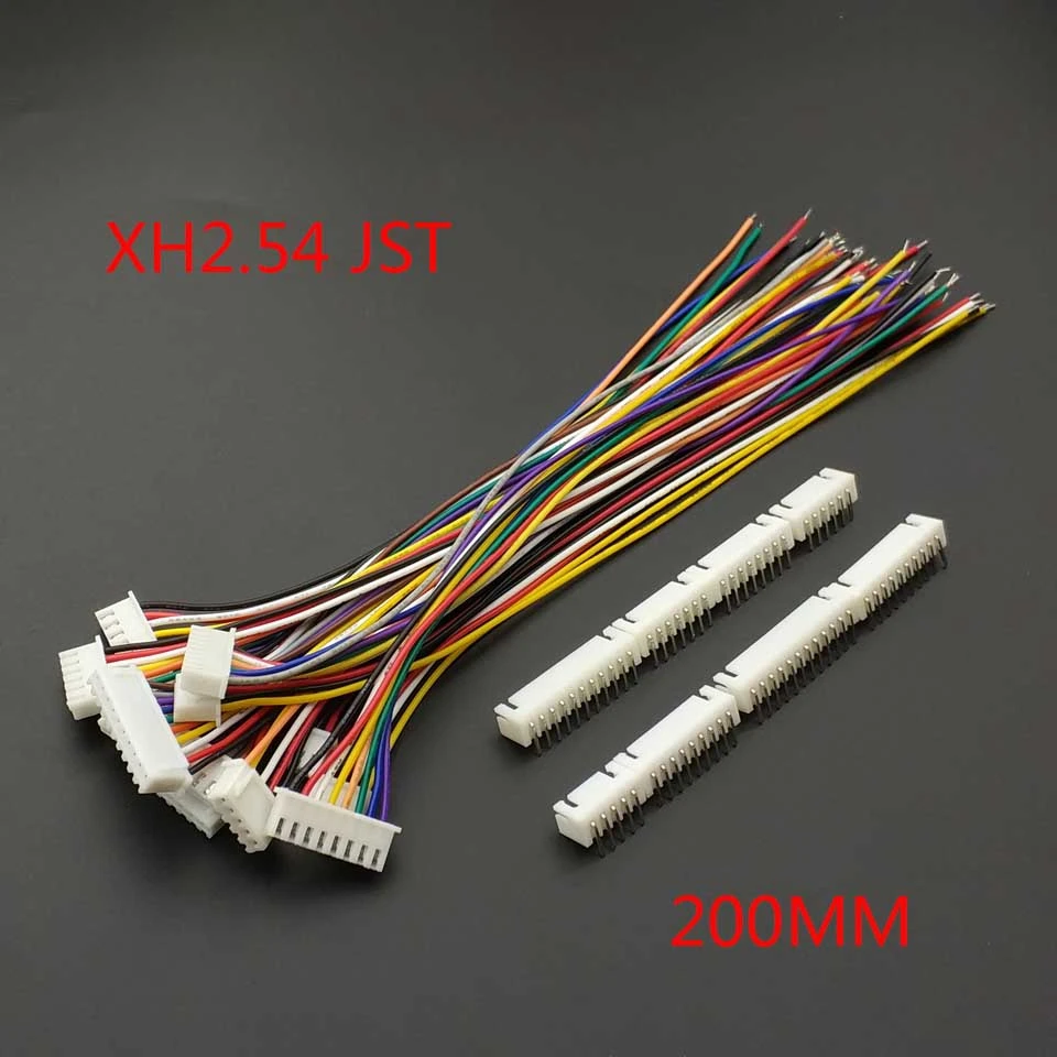 

10 шт., кабель XH 2,54X2,54, длина 20 см, 26AWG 2/3/4/5/6/7/8/9/10/11/12P + XH гибочная игла