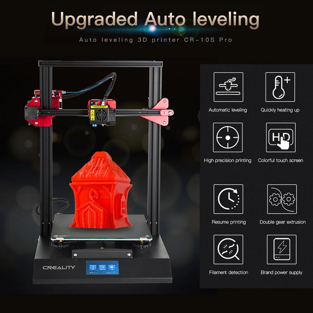 CREALITY 3D CR-10S Pro Автоматическое выравнивание Сенсор принтер 4,3 дюймов сенсорный экран ЖК-дисплей возобновить печать нити обнаружение с функцией MeanWell Мощность