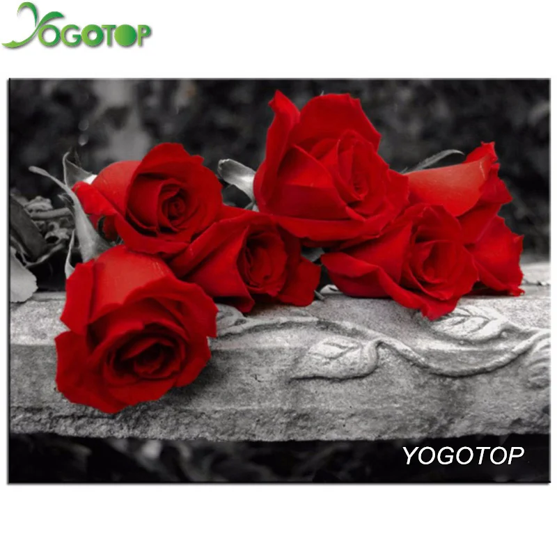 YOGOTOP Diy алмазов картина крестом мозаика Наборы рукоделие с узором из красных роз