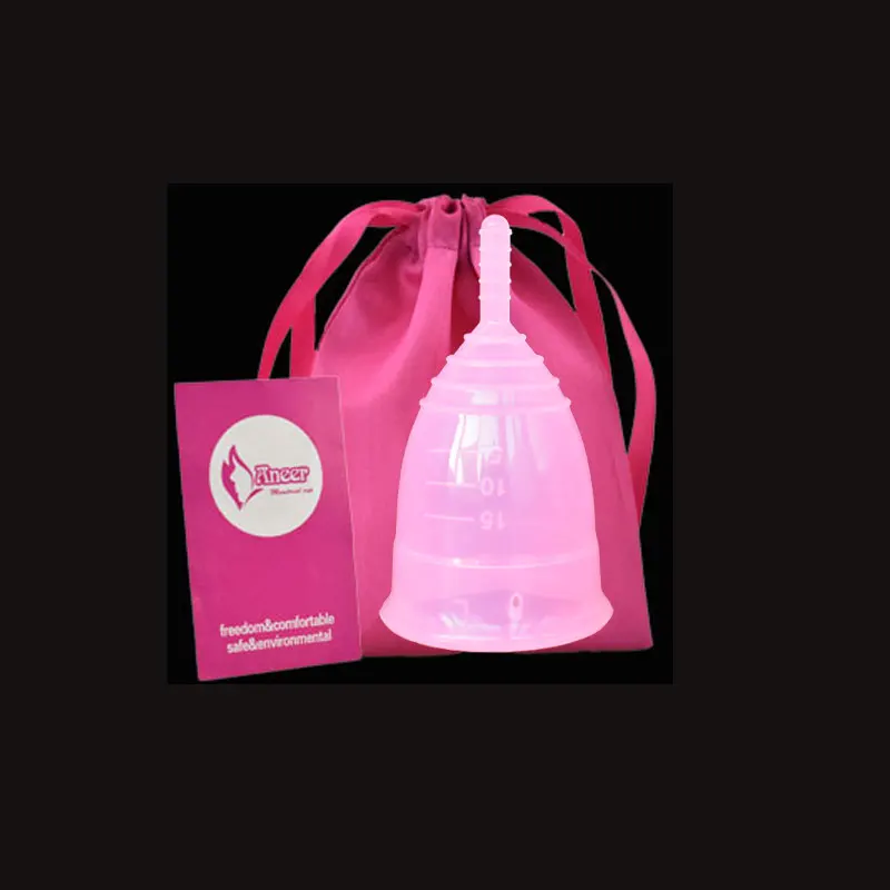 pink Mentruatie cup coletor mulher silicone menstrual cup medical grade silicone menstrual collector reusable female menstrual cup - Цвет: pink