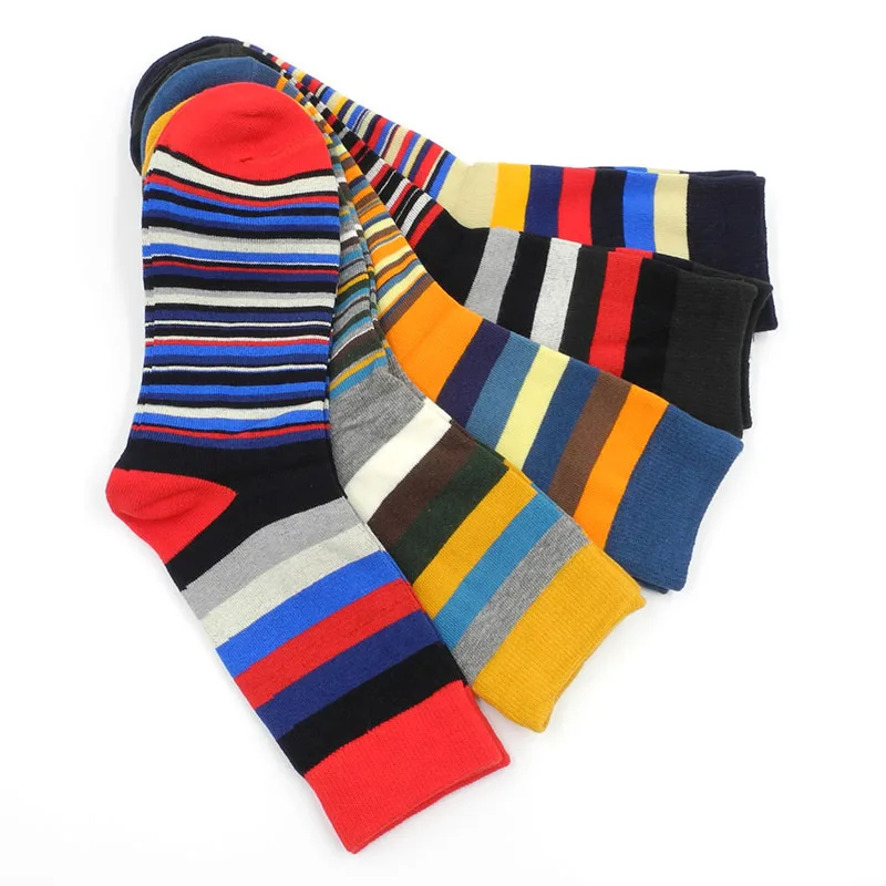 

BllooBeell Men's Cotton Socks Stripe Colorful Male Ankle Casual Socks Fashion Spring Autumn Knitting Warm Socks