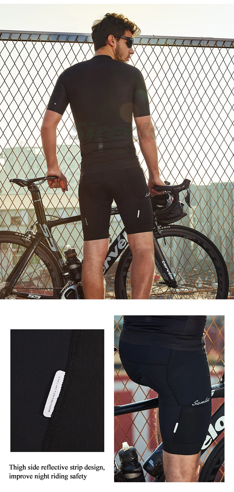 Santic Cycling Shorts 4D Sponge Pad Men Road Bike Shorts Pro Team Breathable Quick-dry MTB Bicycle Shorts Bermuda Ciclismo