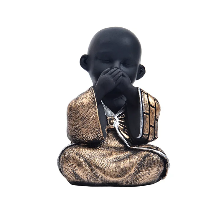 Gold Do Not Talk Креативная Милая статуя маленького Будды дзен Смола статуэтка реквизит скульптура для дома, офиса, школы украшение стола орнамент - Цвет: Gold Do Not Talk
