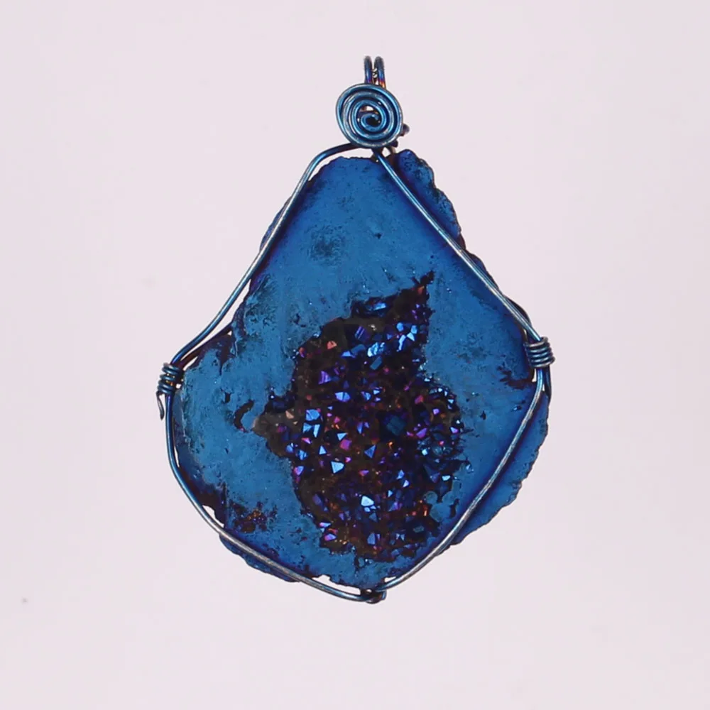 Модный натуральный серый и Золотой Druzy Камень Geode Drusy Хрустальный титановый