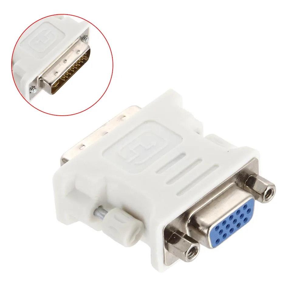 

Hot Sale DVI-I Dual Link24+5 Male to HD 15 Pin VGA SVGA Female Video Card Monitor LCD Converter Adapter