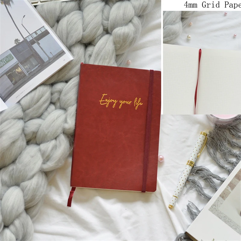Burgundy Grid paper Lovedoki милые корейские сетки линии бумаги пуля Журнал Планировщик A5 записные книжки и дневники офисные и школьные принадлежности канцелярские товары - Цвет: Burgundy Grid paper
