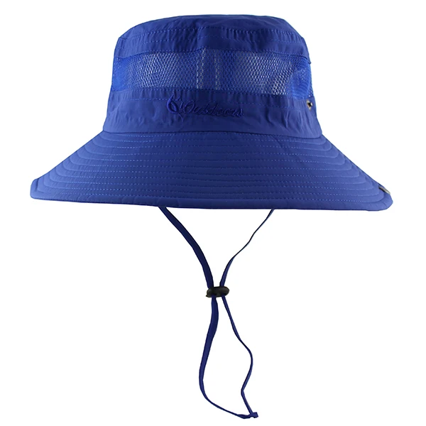 Blue UPF 50+ Солнцезащитная шляпа ведро Летняя мужская и женская панама для рыбалки шляпа Защита от солнца УФ длинная большая широкополая шляпа Боб Пешие прогулки Открытый пляж Кепка - Цвет: Blue