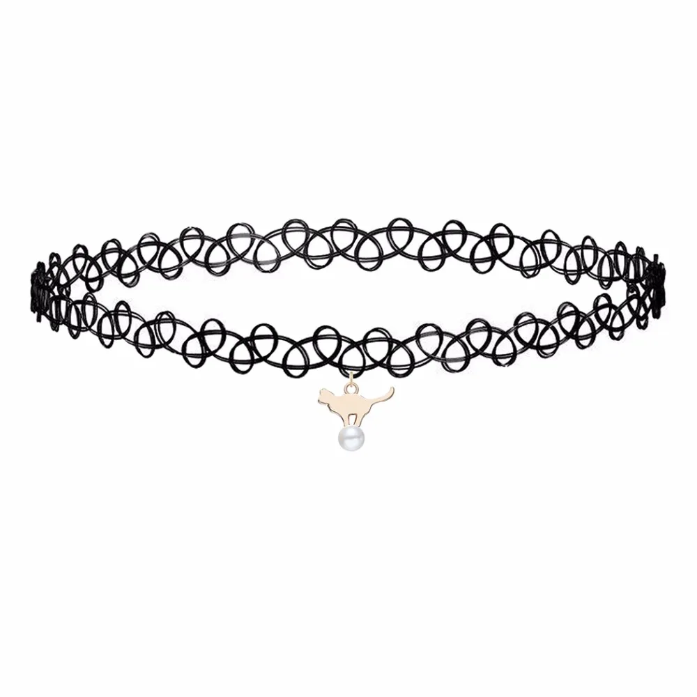 Kinitial 10 шт. модные черные Кружево Chocker Цепочки и ожерелья цвета: золотистый
