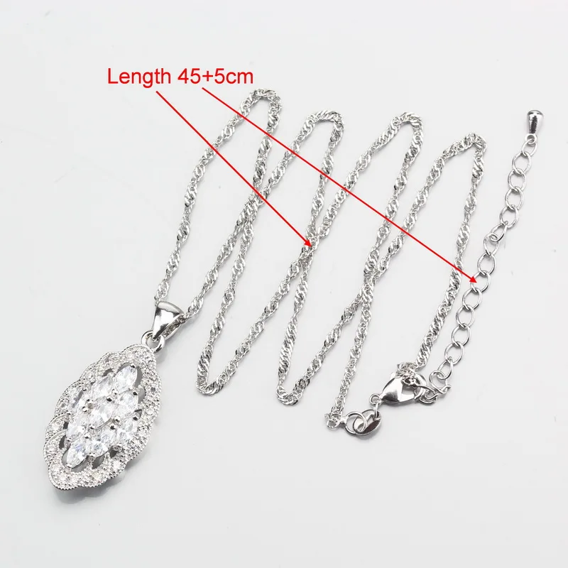 Серебряный цвет белый циркон кристалл принцесса набор украшений для женщин