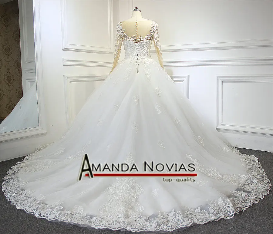 Новое дизайнерское бальное платье с длинным рукавом и бусинами свадебное