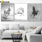 Черно-белая лошадь пейзаж настенная живопись холст скандинавские постеры и принты фотографии животных на стену для гостиной домашний декор