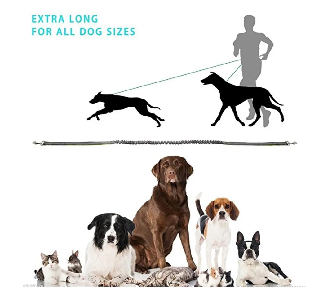 Nylon Running Dog Leash Adjustable Waist Belt Dogs Collar Padded Handle Reflective Pet for Walking Jogging Hiking | Дом и сад