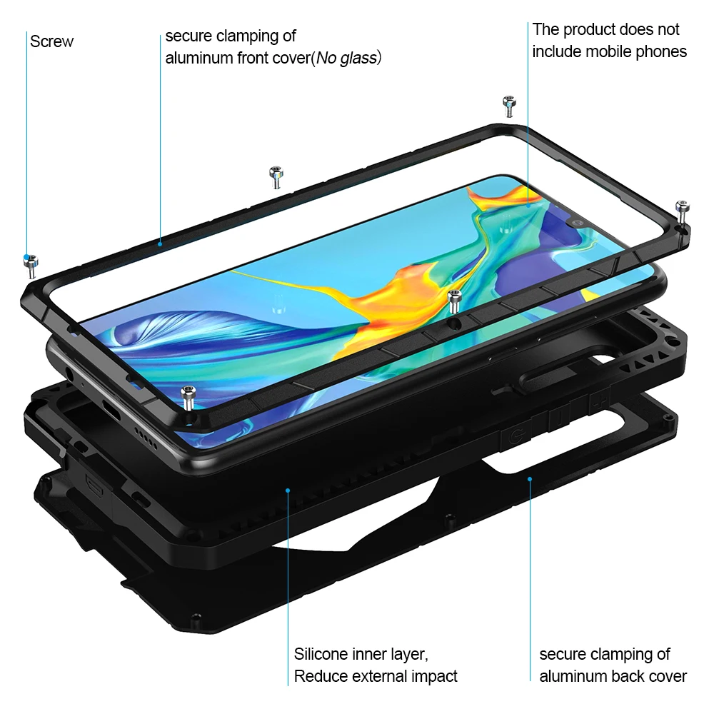 Для huawei P30 P30 Pro Чехол для телефона усиленная защита Броня металлический чехол Крышка Анти-осень алюминий полный защитный кожух