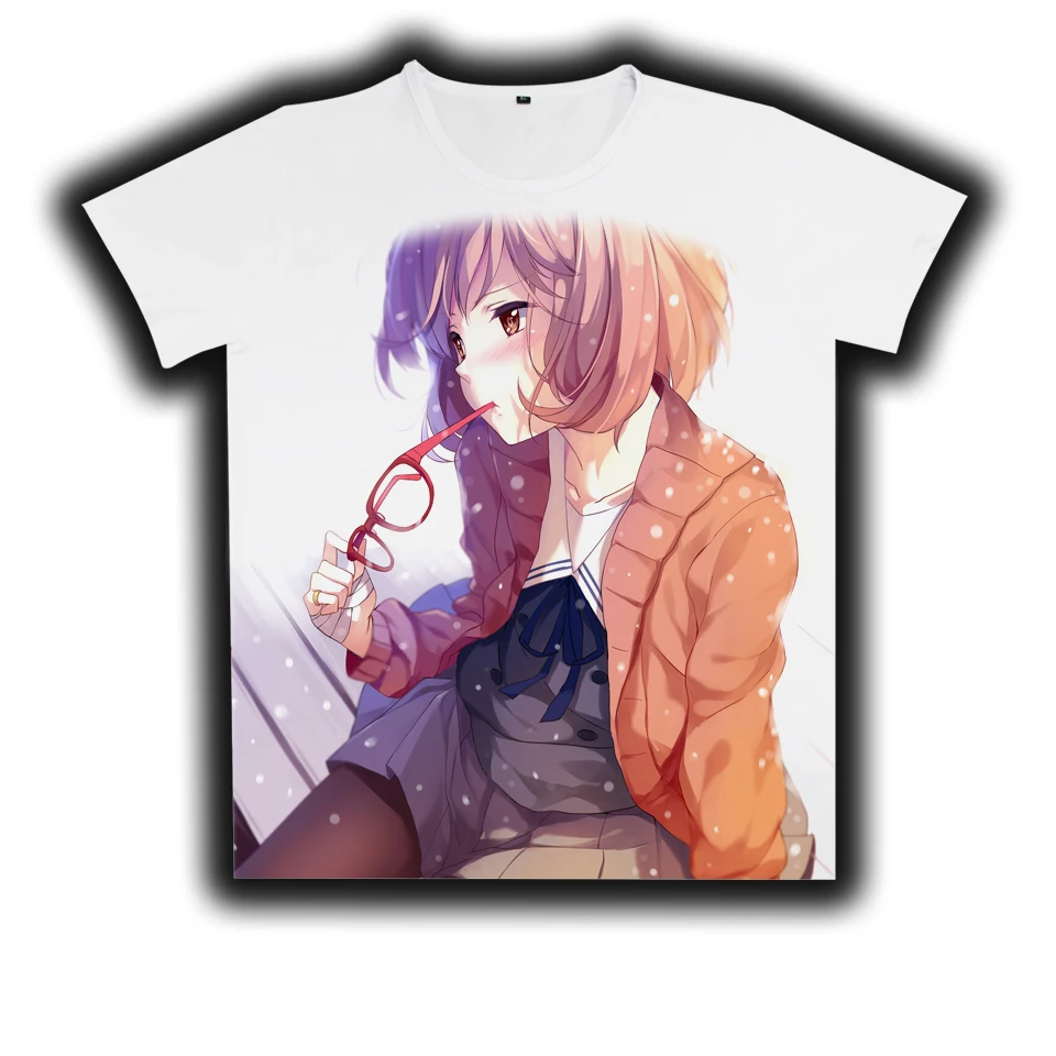 COYOUNG бренд аниме Kyoukai no Kanata Косплей костюм Kuriyama Mirai с принтом футболка из молочного