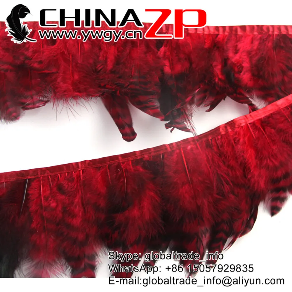 

Wholesale in CHINAZP Factory 10yards/lot Selected Top Quality Dyed Red Chinchilla Rooster Feathers Fringe Trim