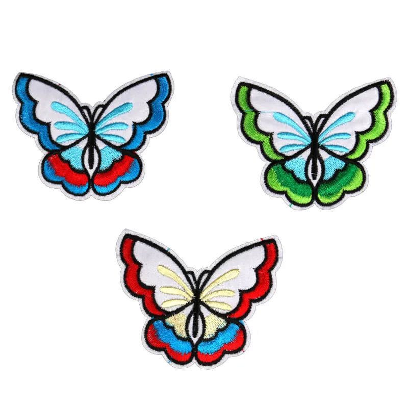 Шесть цветов высокое качество 8 см вышитые наклейки с бабочками можно гладить на