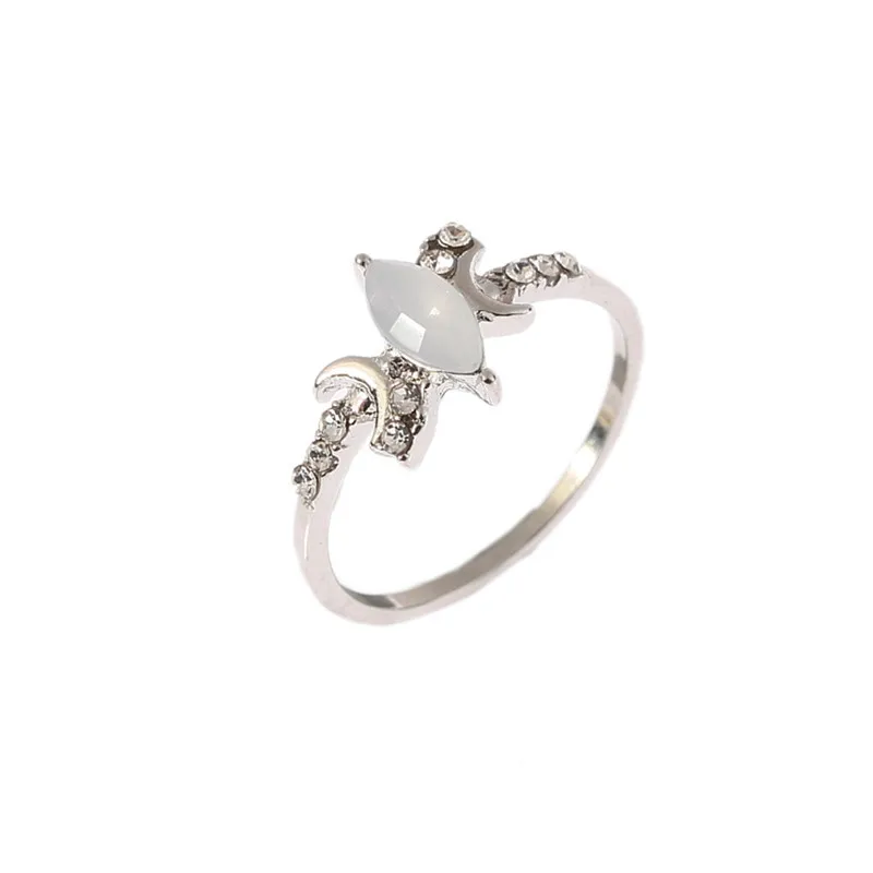 Bohemia 2019 Fashion Rhinestone Chic Crystal Ring Women Moon White Opal Wedding Engagement Rings J Bague Femme Jewelry Gift Z4 | Украшения