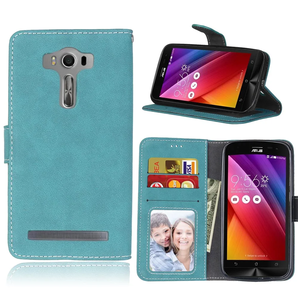 Ретро матовый кожаный чехол для Asus ZenFone 2 Laser ZE500KL телефона с откидной подставкой