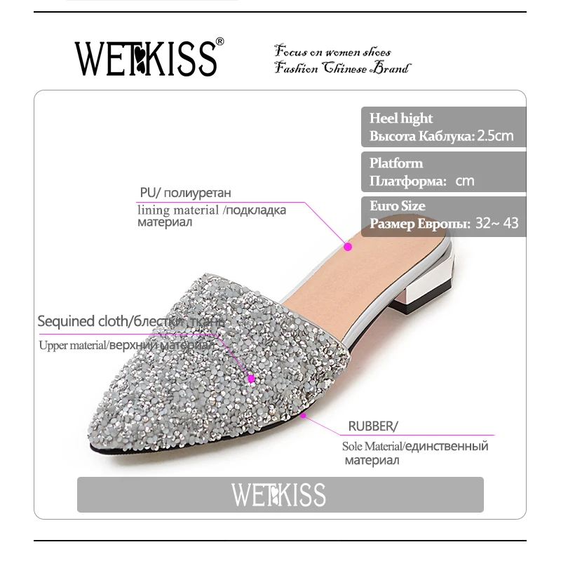 WETKISS/женские шлепанцы на квадратном каблуке Летние Тапочки низкий каблук