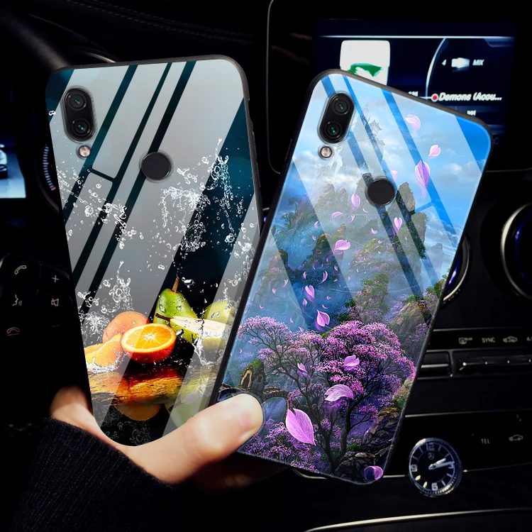 Для Xiaomi Redmi 7 Чехол из закаленного стекла твердая задняя крышка для Xiaomi Redmi Note 7 чехлы для телефонов силикон бампер Coque на Redmi7 Note7