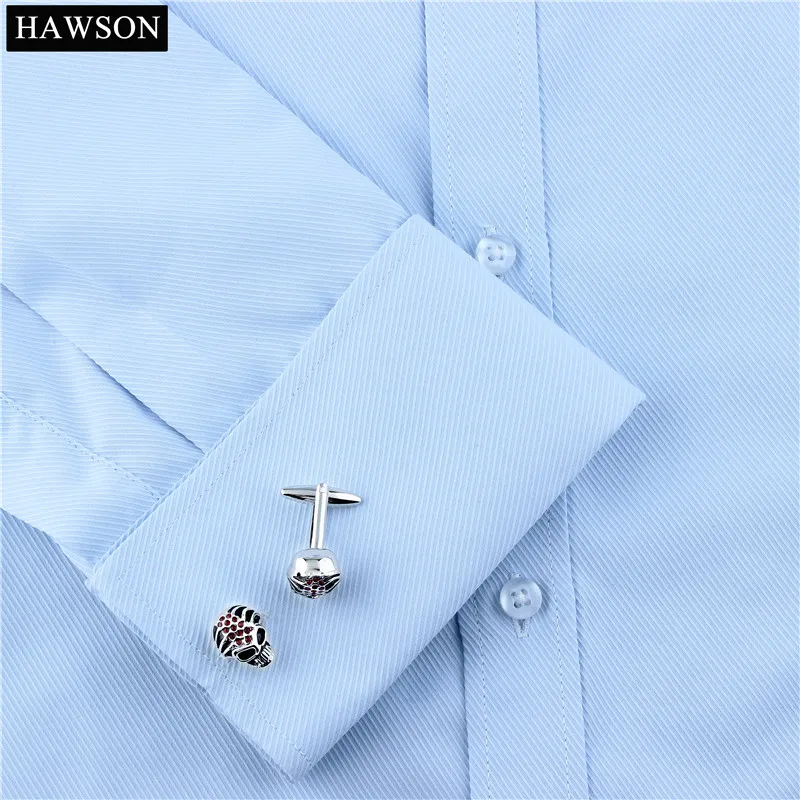 Запонки HAWSON в индивидуальном стиле с черепом Инопланетянина красным кристаллом