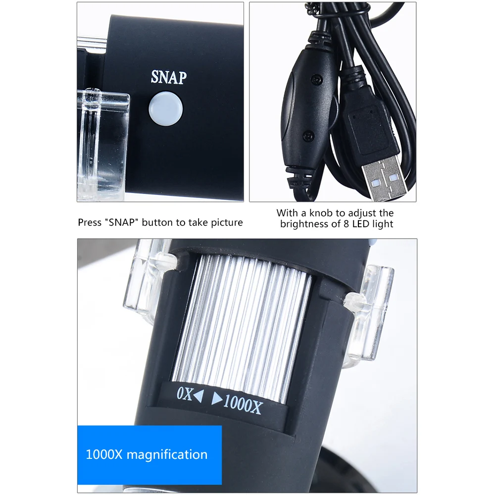 Портативный микроскоп Портативная USB цифровая камера с 1000 кратным увеличением 8