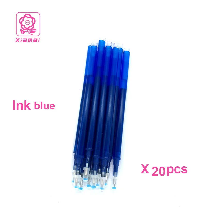 Ink blue Канцелярские принадлежности xiamei, 20 шт, пластиковая стираемая гелевая ручка, Заправка для студентов, гелевая чернильная заправка, канцелярские принадлежности, школьные принадлежности, 8 цветов - Цвет: Ink blue