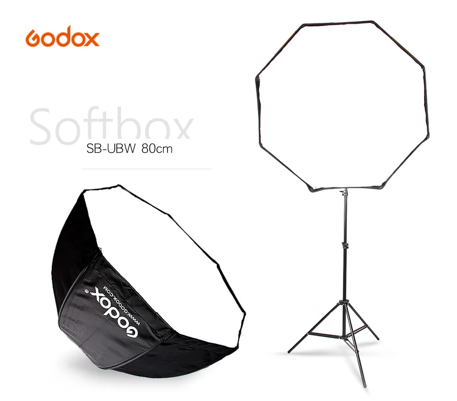 Godox 31,5 дюйма 80 см восьмиугольный зонт-софтбокс 200 см светильник-подставка для зонта Горячий башмак кронштейн комплект для вспышки Speedlite