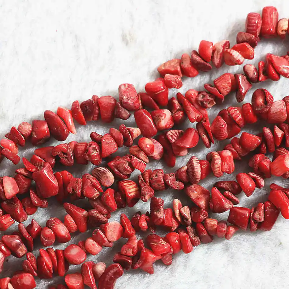 

Red natural coral irregular gravel 5-7mm chips nugget semi-precious stone diy jewelry loose beads jewelry 35inch B553