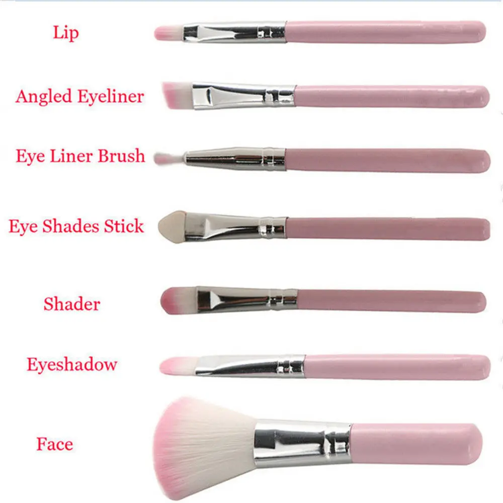 7 шт. Профессиональный набор кистей для макияжа Пудра основа век розовые кисти
