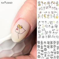 1112patternssheet black line coloful abstract image nail sticker decals sexy girl water transfer slider for nails art