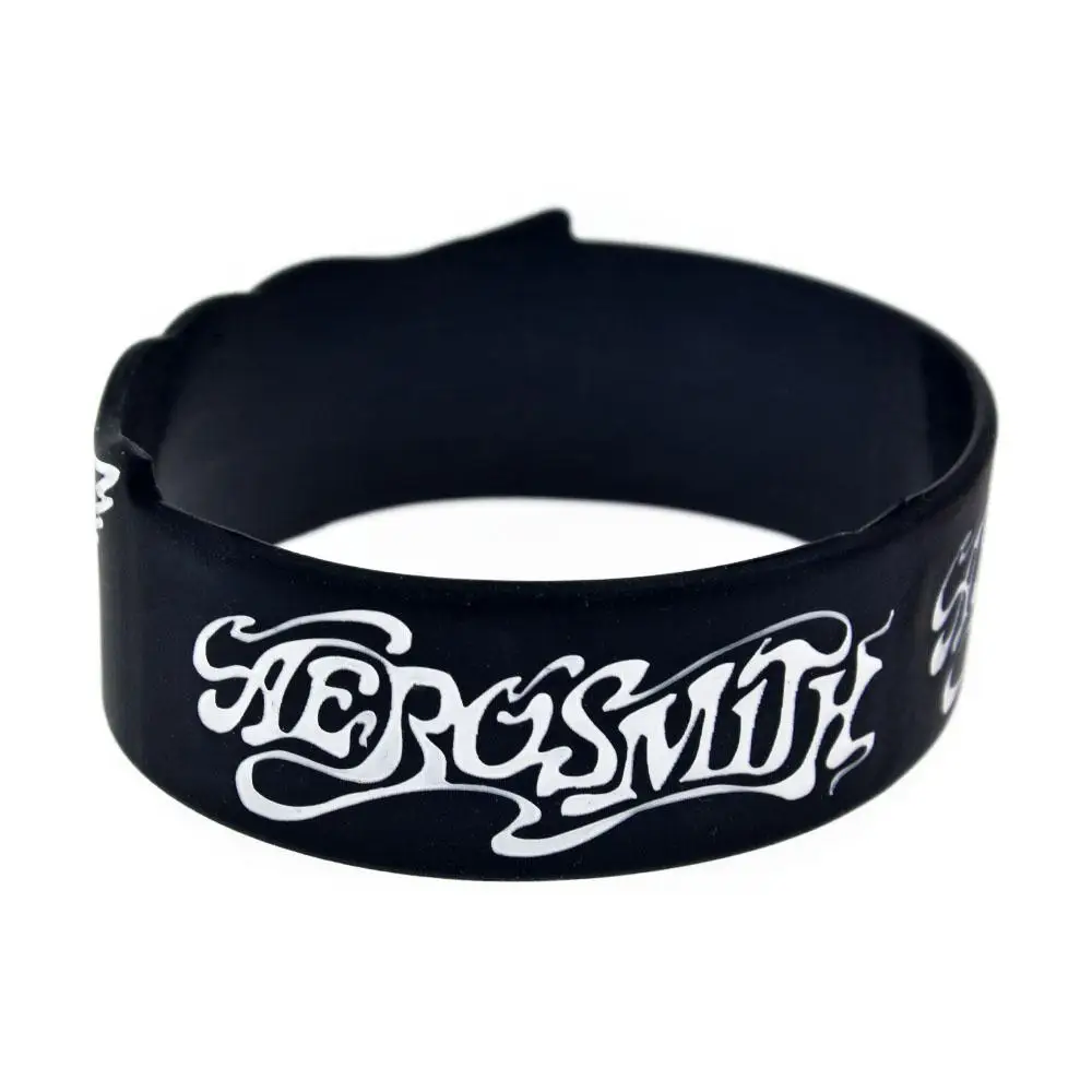 1 шт 1 Дюйм Широкий Aerosmith Силиконовый браслет с крыльями Черный Цвет для взрослых